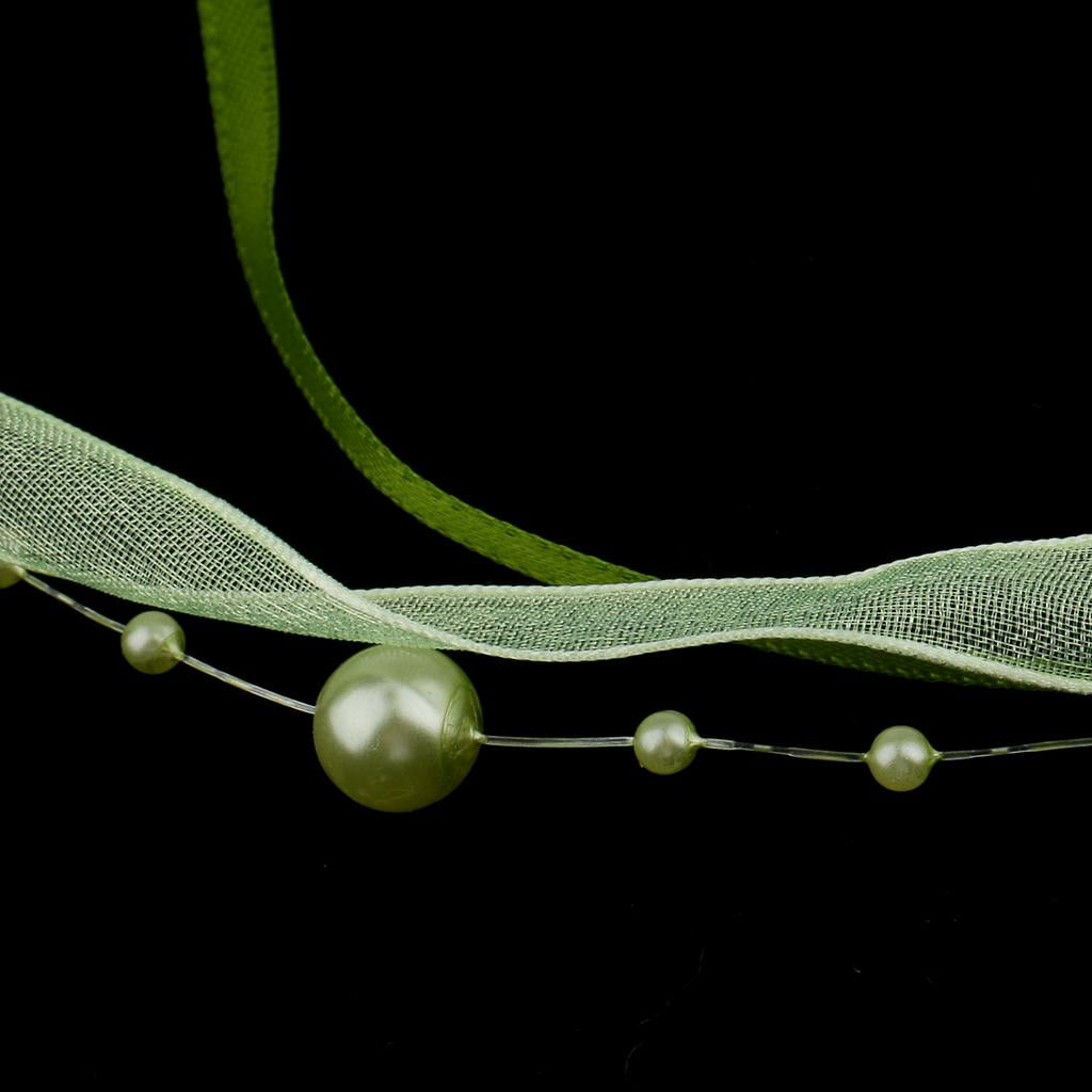 S SERENABLE 3x 10m Pearl Beaded Ribbon for Sewing/Garment/Clothes Accessory Green