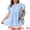 Blue, variant on Women's Plus Women's Gingham Top 1950s Crew Neck Flare Short Sleeve Blouse 3X Black