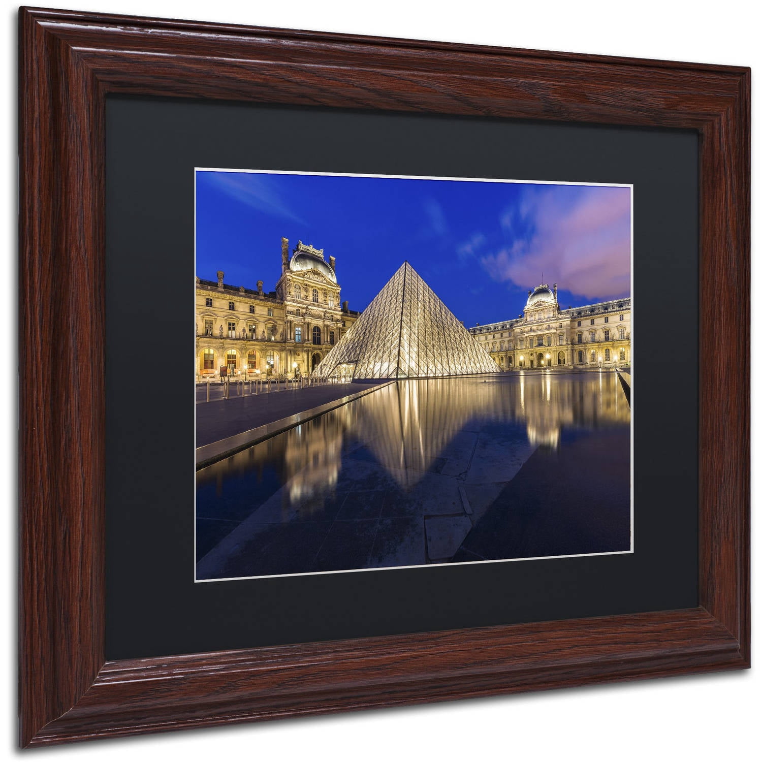 Trademark Fine Art "Golden Hour in the Louvre" Canvas Art by Mathieu Rivrin, Black Matte, Wood Frame