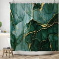 thumbnail image 3 of Green Marble Shower Curtain Abstract Ombre Ink Art Painting Shower Curtains Gold Elegant Texture Shower Curtain Sets Luxury Striped Modern Granite Bathroom Curtain 72x72 in with 12 Hooks, 3 of 6