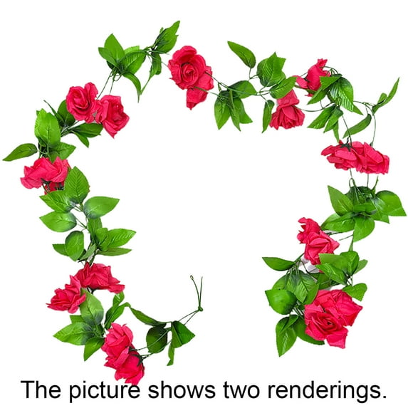 Flower Garland Fake Rose Vine Artificial Flower Hanging Rose Ivy Home Hotel Office Wedding Party Garden Craft Art Décor Anti-fade 7 Colors Simulation Rose Flower Vine for Household