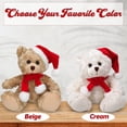 thumbnail image 2 of Made by Aliens Soft and Hairy Xmas Santa Teddy Bear with Hat & Scarf– Adorable Christmas Stuffed Teddy Bear Animal – Perfect Holiday Toy Gift for Kids & Seniors (Cream, 6 inch), 2 of 6