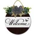 thumbnail image 1 of Eveokoki 11" Welcome Sign for Front Door Farmhouse Porch ,Rustic Round Wooden Hanging Signs for Housewarming gift Christmas Festival Decoration Wall Decor Outdoor Indoor, 1 of 5