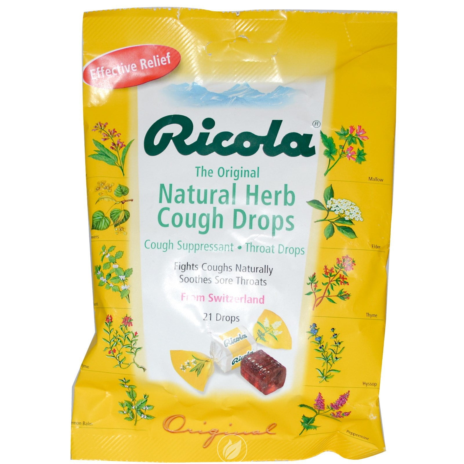 Cough Drops Original Herb 21 Drops by Ricola, Pack of 2