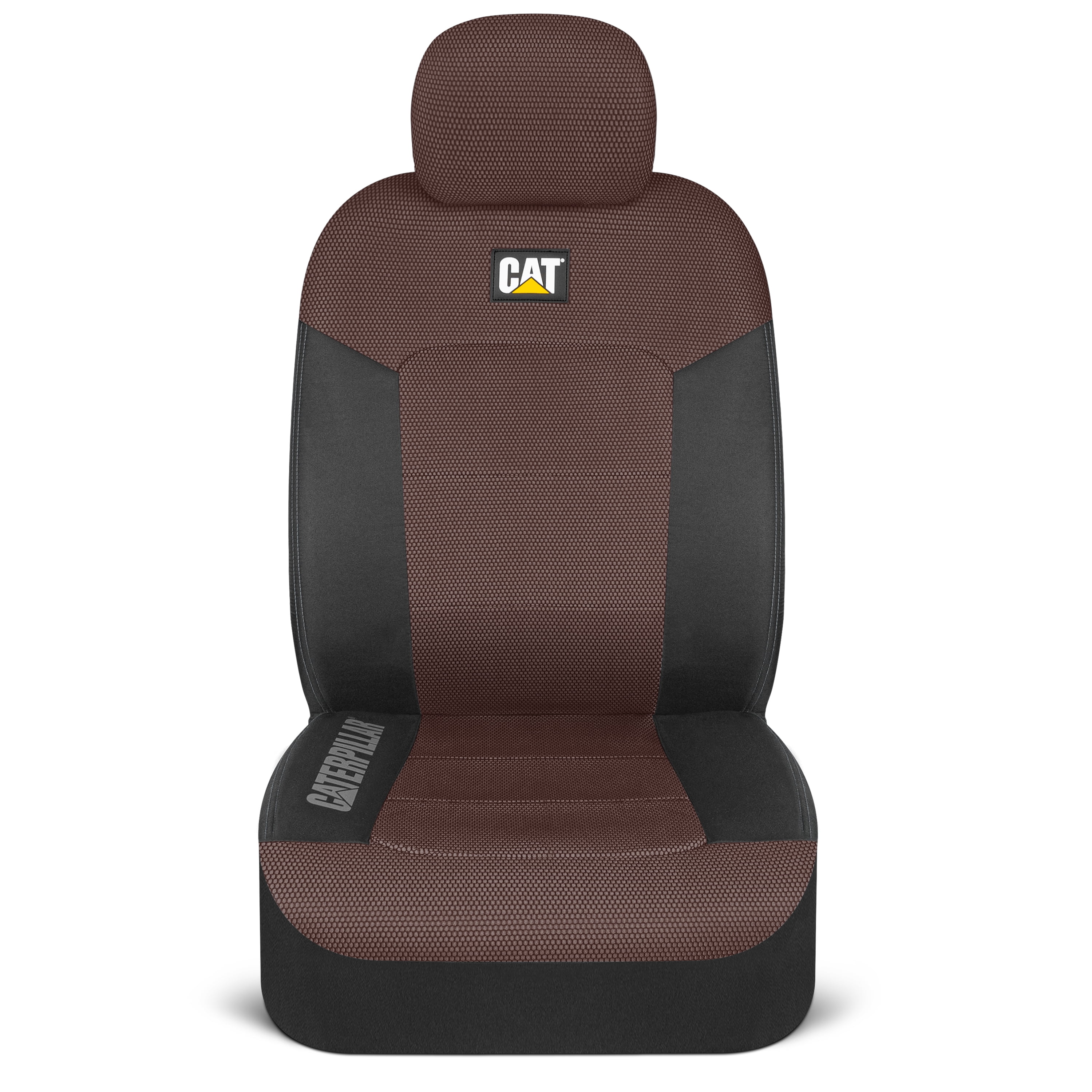 CAT Brown & Black Seat Covers For Cars, Trucks, & SUV - Set of (2) MeshFlex Car Seat Cover Front Seat Protectors - Airbag Compatible Seat Covers for SUV Interior Covers & Seat Cover Accessories