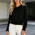 thumbnail image 5 of Vmvidoty 2026 Womens Cropped Cardigan Sweaters Trendy Lightweight Shrugs Button Up Long Sleeve Knit Tops Black M, 5 of 7