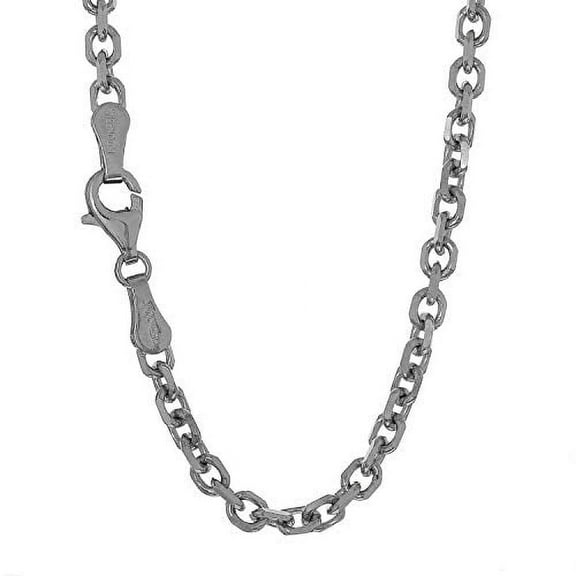 JewelStop 14k Solid White Gold 1.8 mm Cable Chain Necklace, Lobster Claw Clasp-30 Inches, 6.3gr.