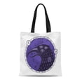 thumbnail image 1 of KDAGR Canvas Tote Bag Allan Mystical Three Eyed Raven Secret Writing Edgar Poe Reusable Shoulder Grocery Shopping Bags Handbag, 1 of 1