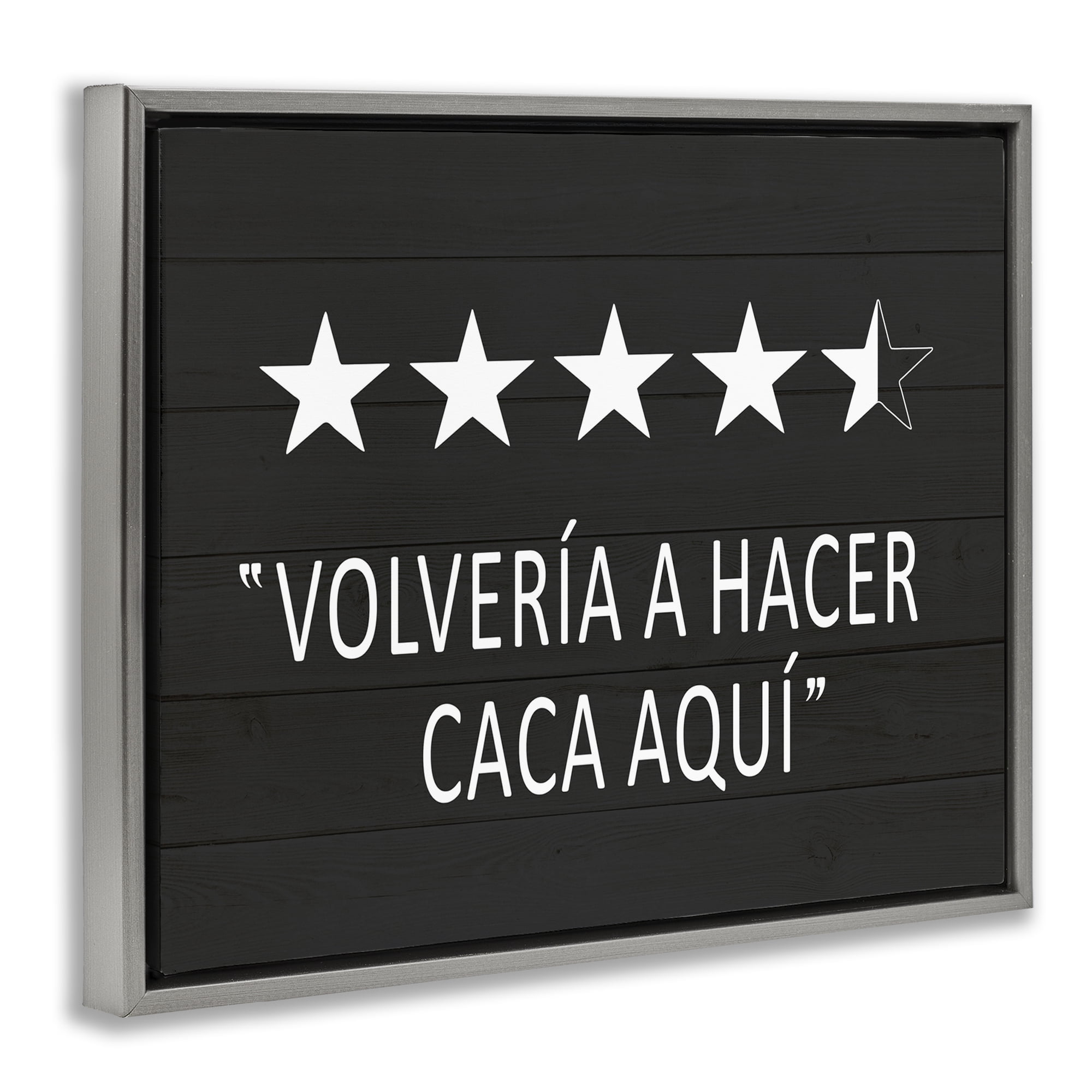 Stupell Industries Baño Cinco Estrellas Bath & Laundry Painting Gray Floater Framed Art Print Wall Art, 21 x 17