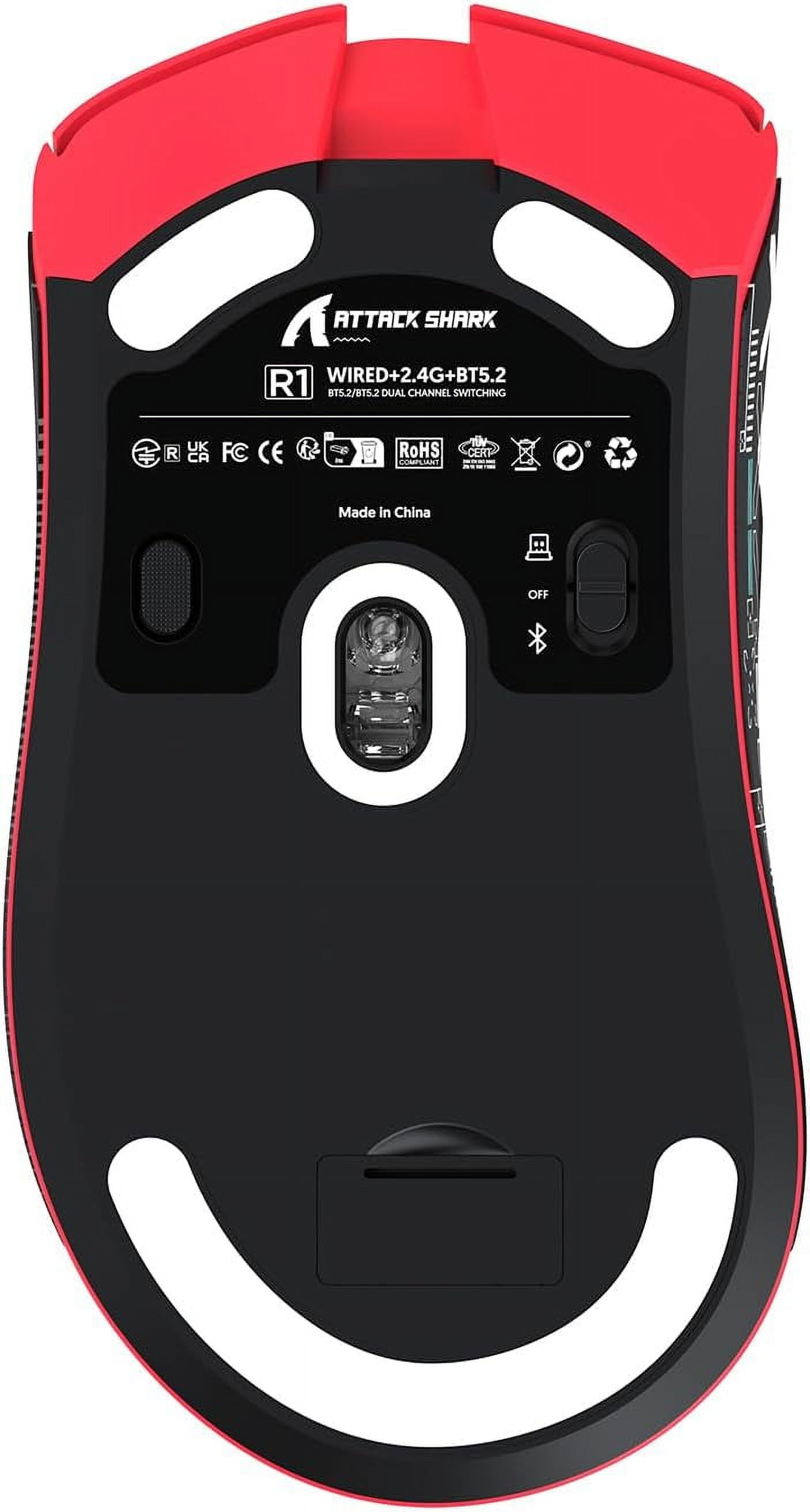 ATTACK SHARK R1 59g SUPERLIGHT Gaming Mouse with Tape, PixArt PAW3311 Gaming Sensor, BT/2.4G Wireless/Wired