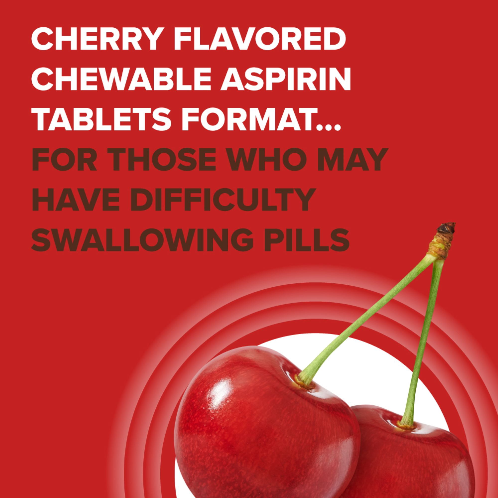 (3 pack) Bayer Chewable Aspirin Regimen Low Dose Pain Reliever Tablets, 81mg, Cherry, 108 Count