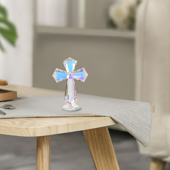 Hemoton Crystal Cross Decor For Home And Office Religious Cross Statue For Christian Easter Decorations Collectible Figurines For Communion Table