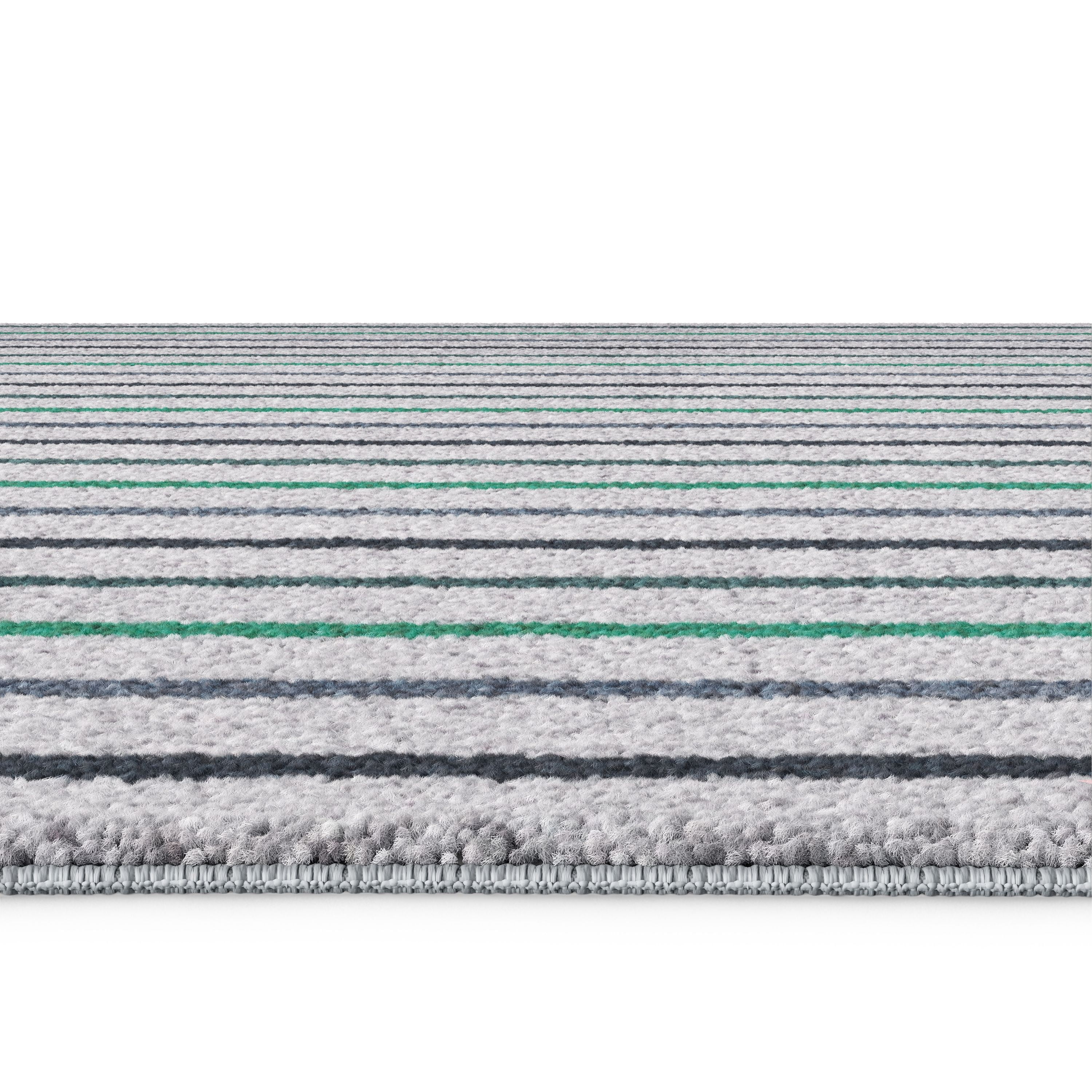 Mainstays Kids Tufted Blue and Green Stripe Area Rug, 8' x 10'