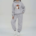thumbnail image 2 of WTOBBY Women's Halloween Themed Pullover Hoodie and Jogger Pants Set, Cozy Casual Graphic Print Two Piece Lounge Wear for Women,Light Gray XL, 2 of 5