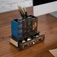 thumbnail image 3 of Organizador de escritorio decorativo, portalápices y portabolígrafos con cajón de almacenamiento inferior, 3 of 5