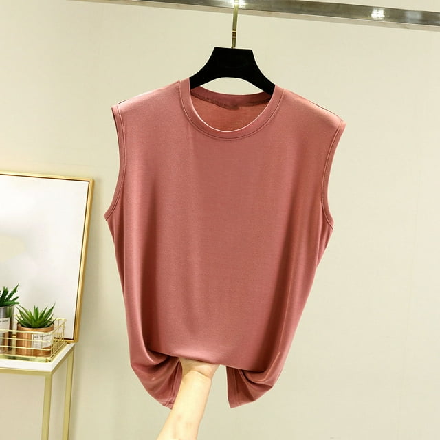 Xuyuer Breathable Summer Sleeveless Tank Top - Fashion Women's Round Neck Solid Comfort Fit Essential for Hot Weather Outdoor Activities, Travel-Friendly Layering