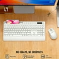 thumbnail image 3 of Wireless Keyboard and Mouse Combo with Full-Size Quiet, Palm Rest, Phone Holder, Multimedia Keys, Batteries Included, Compatible with Windows, PC, Laptop - White, 3 of 5