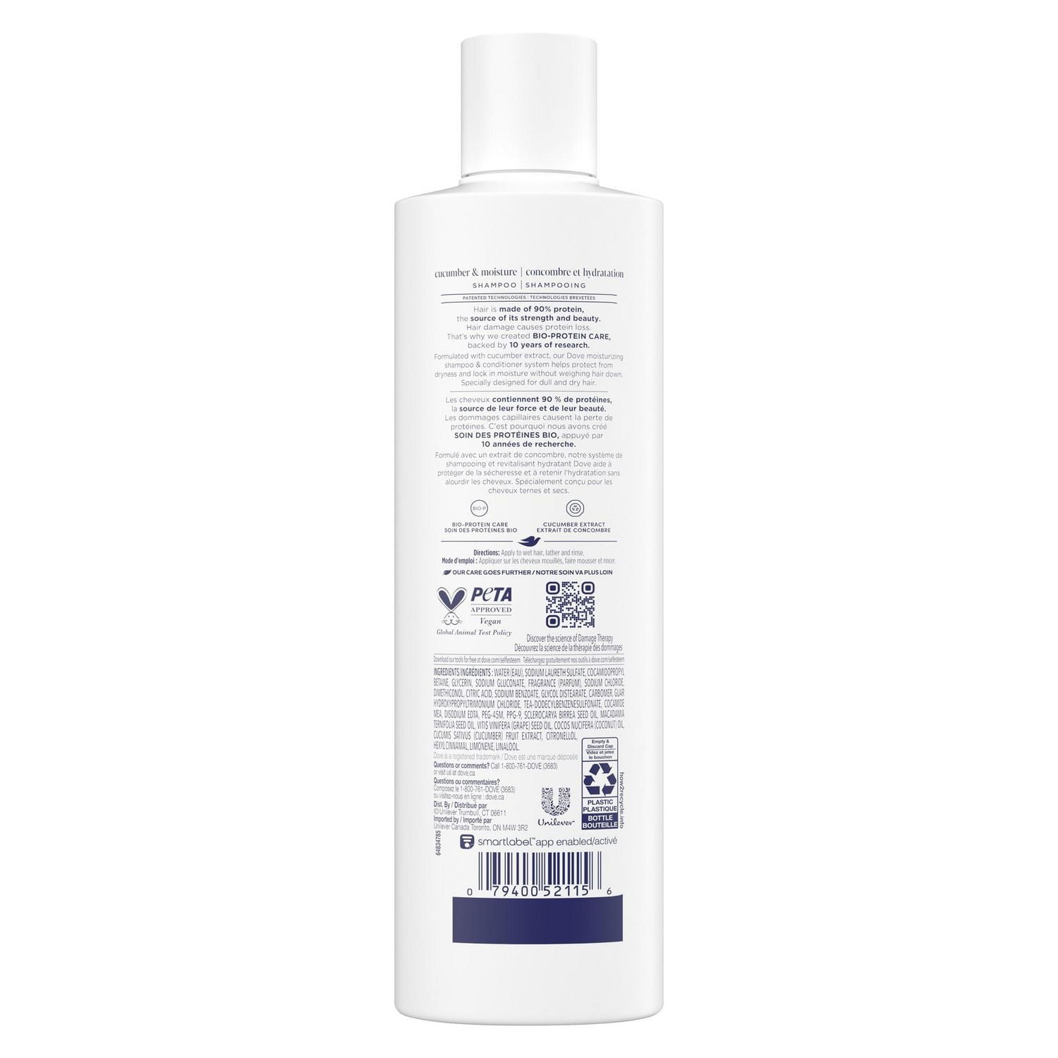 Dove Cucumber Moisture Shampoo for Dull & Dry Hair, with Liquid Bio-Protein Care, 355mL, 355 ML