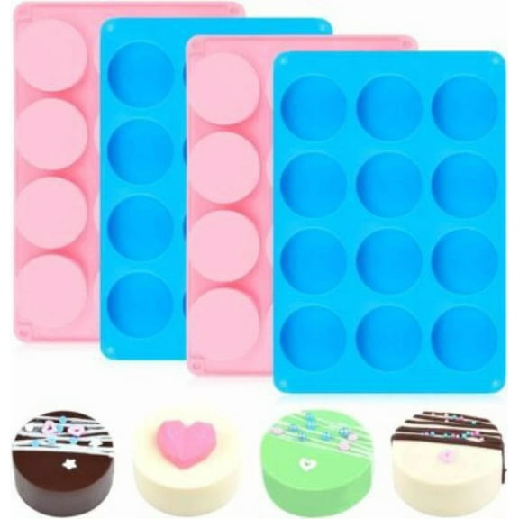 4Pcs Candy Molds Silicone Oreo Cookie Chocolate Molds For Candy Cookies Round