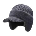 thumbnail image 1 of Gorro de invierno para hombre con orejeras, transpirable, ideal para ciclismo y jogging, regalo para papá. Gris, 1 of 9