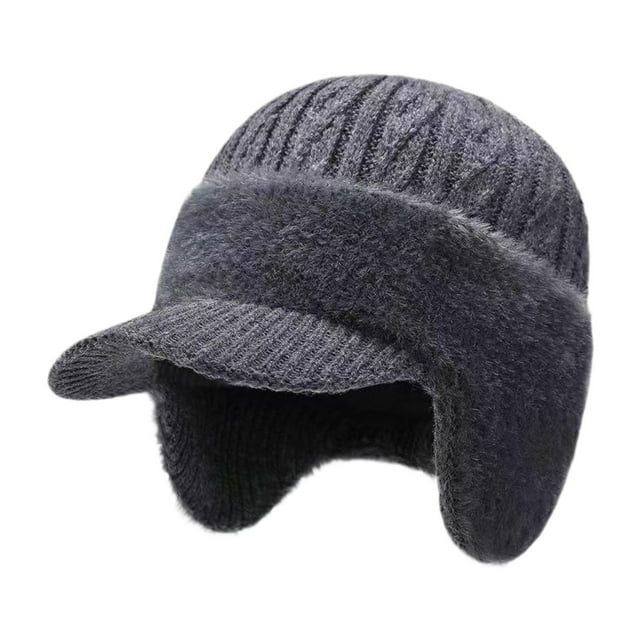 Gorro de invierno para hombre con orejeras, transpirable, ideal para ciclismo y jogging, regalo para papá. Gris