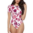 thumbnail image 2 of Picia Tulips Flowers Womens One Piece Swimsuits Modest Tummy Control Bathing Suits Lace Up Slimming Swim Suit-Medium, 2 of 9