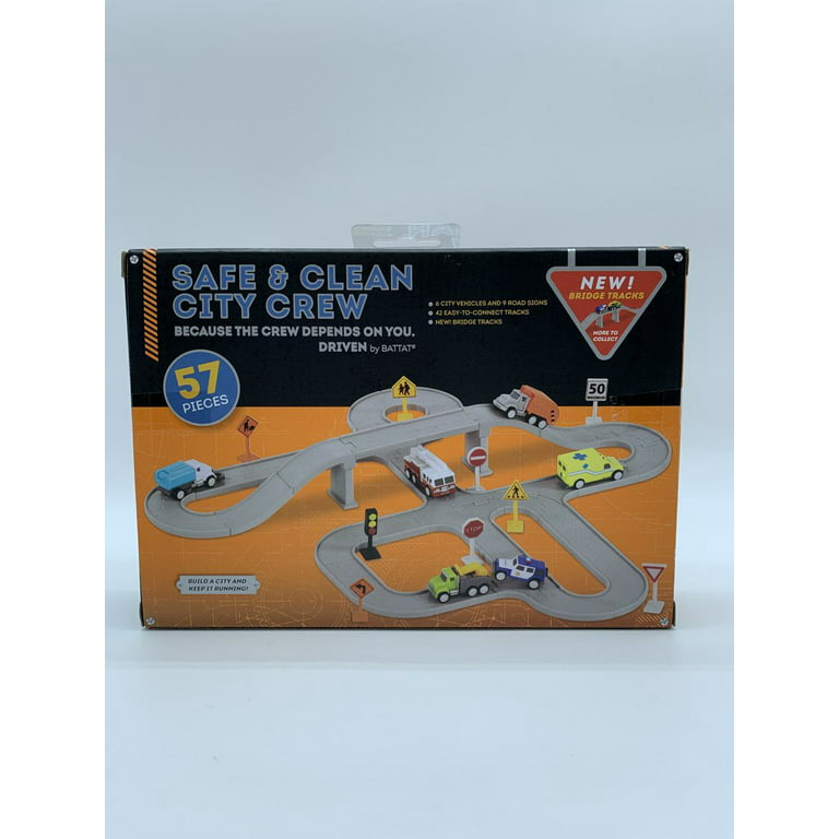 Safe & Clean City Crew, Track Playset with Toy City Vehicles