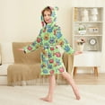 thumbnail image 2 of FORMRS Niños Bathrobe Unisex Hooded Robe Soft Plush Pajamas Sleepwear, Size 2-3T, Cute Monsters Pattern, 2 of 7