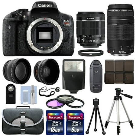 Canon EOS T6i SLR Camera + 4 Lens Kit 18-55 STM + 75-300mm + 24GB Top Value