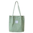 thumbnail image 1 of Sacs à Main en Velours Côtelé pour Femmes, Sac à Bandoulière Léger Réutilisable Grande Capacité Sacs de Courses Rétro Décontractés avec Sangle Renforcée Vert Clair, 1 of 8
