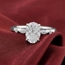 solitaire jewels 2.5CT Oval Moissanite Solitaire Engagement Ring For Women, 14K White Gold