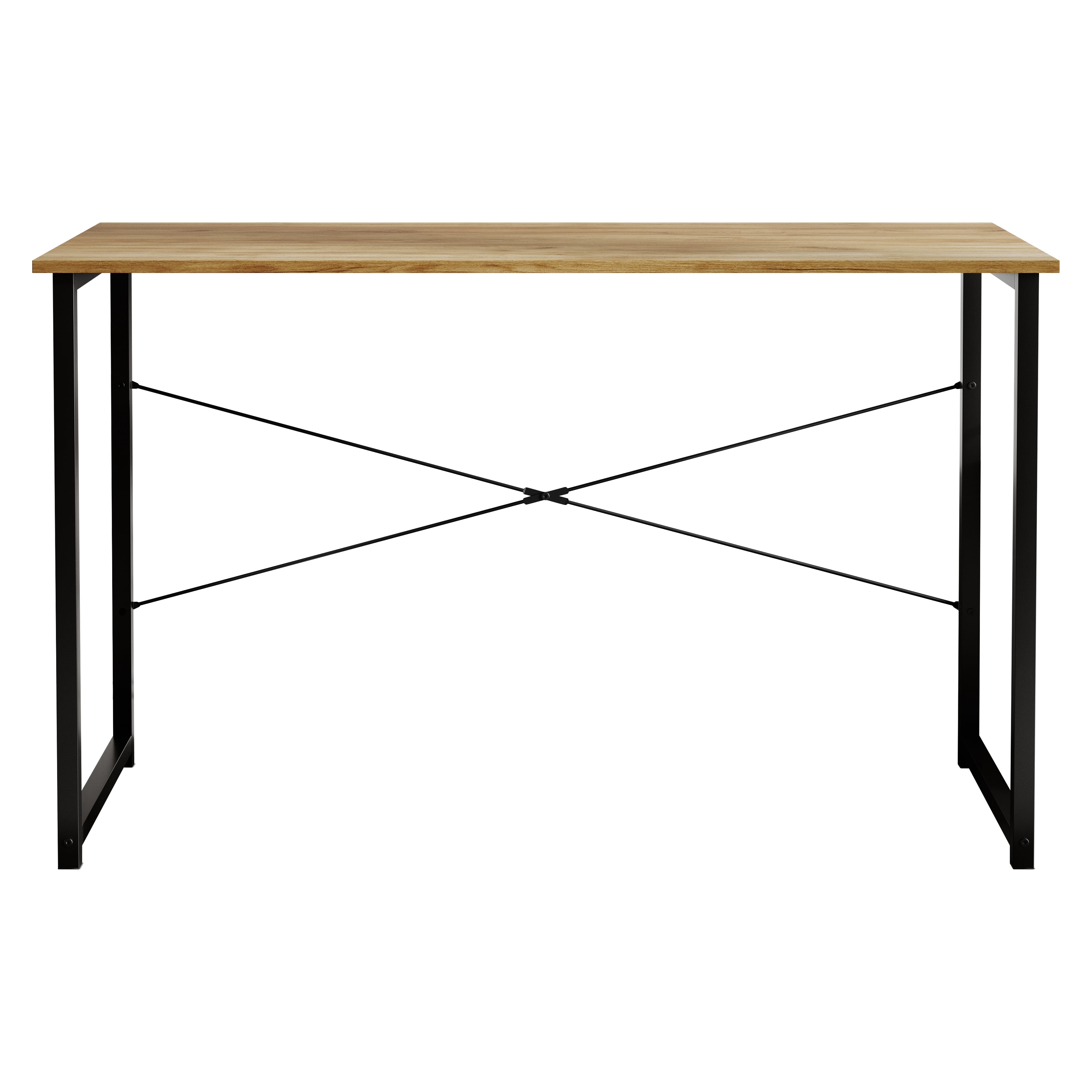 Castle Place Modern 47" Metal Computer Desk, Light Oak