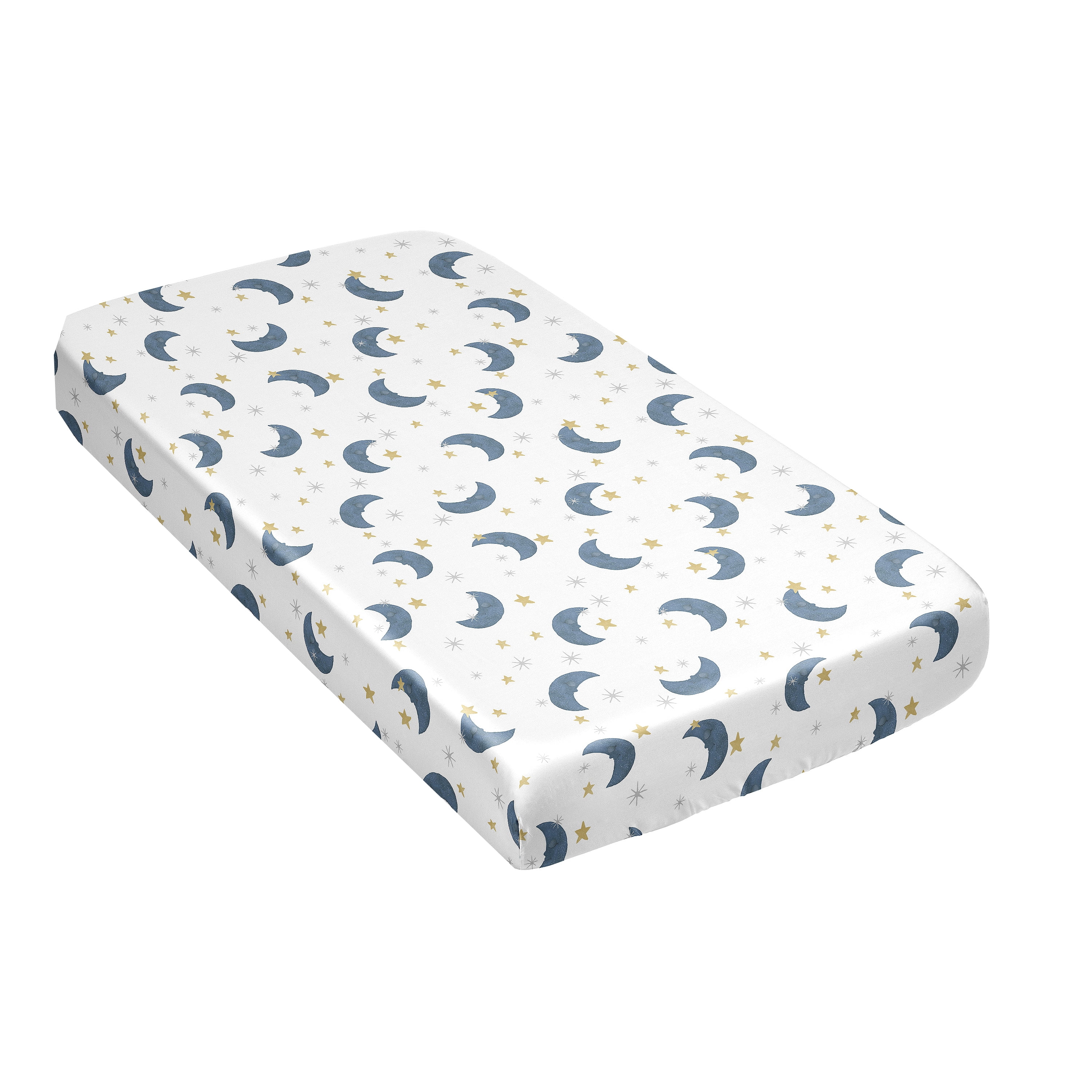 Sweet Jojo Designs Moon Bear Boy, Girl, Unisex/Gender Neutral Satin Fitted Crib Sheet