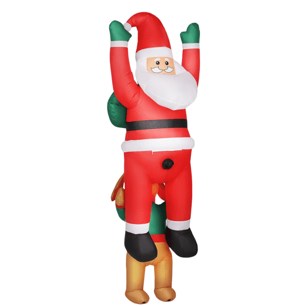 84.3" Inflatable Christmas Decoration - Dog Biting Santa Design, 2 LED Light Arrays, Holiday Yard/Indoor Decor