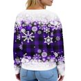 thumbnail image 7 of Women's Autumn Winter Snowflake Print Top Waffle Henry Shirt for Winter Themed Comfortable and Casual Shirts with Loose Knit,Dark Purple,L, 7 of 7