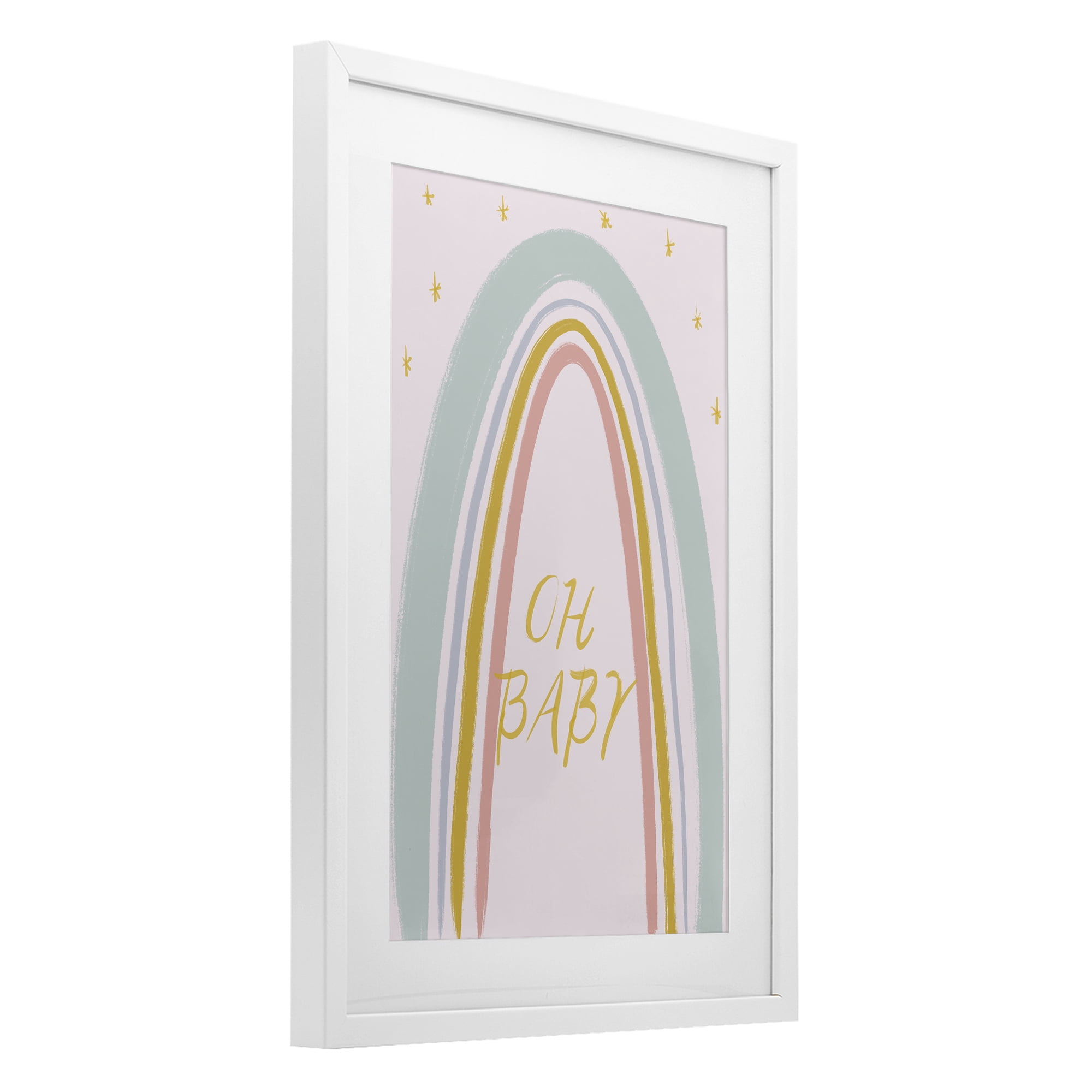 Stupell Industries Oh Baby Rainbow White Framed Print Under Glass, design by Lucille Price