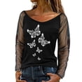 thumbnail image 1 of TSADFHJI Hauts d'Été pour Femmes Tendance Léger Chandail Aguichant Manches Longues Design en Filet Rhinestine Col Rond Automne Hiver Décontracté Chemise à Bretelles pour Fête m Argent, 1 of 5