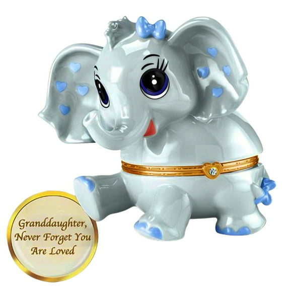 The Bradford Exchange Granddaughter Birthstone Music Box Collection Issue #4: April Elephant with Swarovski Crystal Plays "You Are My Sunshine" 4.5-inches