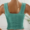 thumbnail image 5 of Gyexs Cropped Tank Tops for Women Square Neck Wide Straps Crop Tank Tops Backless Lettuce Trim Slim Fit Camisole Tank Tops (Light Green, M), 5 of 5