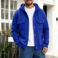 thumbnail image 2 of Fengqque Men's Hooded Color‑Block Jacket Drawstring Full Zip Long Sleeve Casual Outerwear with Chest Pockets Blue 2XL, 2 of 7