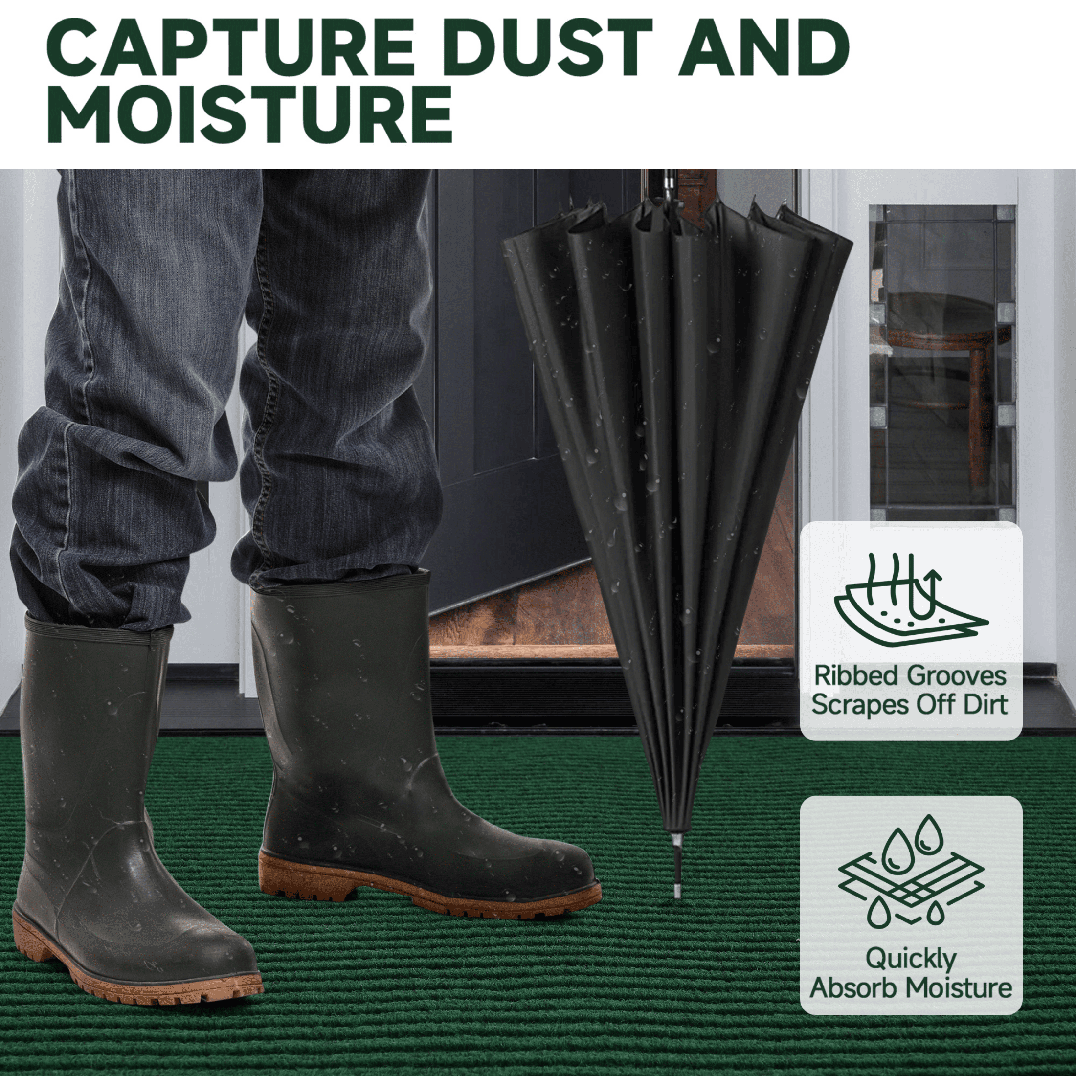 OVYEOFR Outdoor Indoor Carpet Runners, 3ft x 10ft Non Slip Rubber Back Commercial Entrance Mats, Heavy Duty Hallway Runner Rug Doormat