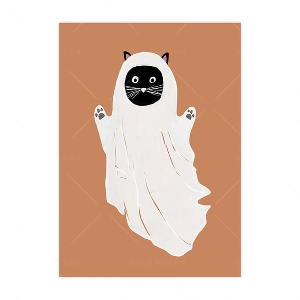 Carteles e impresiones de planta de estilo nórdico, colmillos de fantasma de Halloween, esqueleto, Otoño, cuadro sobre lienzo para pared, imágenes de pared para decoración para sala de estar