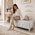 thumbnail image 4 of Aukfa 38" Upholstered Storage Ottoman Bench with Hidden Storage, Crystal Tufted Faux Leather Bed Bench, 380 lb, Silver, 4 of 8