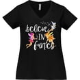 thumbnail image 3 of Inktastic Believe in Fairies Women's Plus Size V-Neck T-Shirt, 3 of 5
