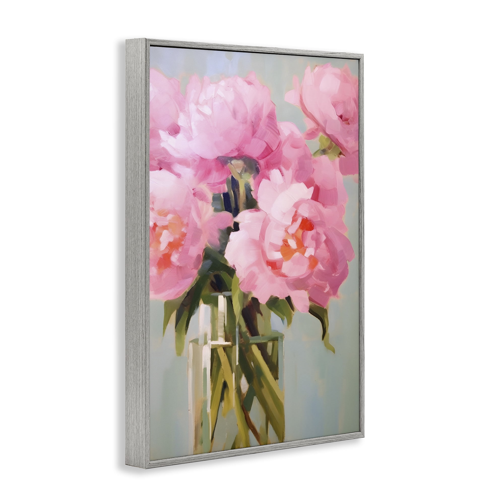 Stupell Industries Blush Pink Roses Botanical & Floral Painting Gray Framed Art Print Wall Art, 20 x 30