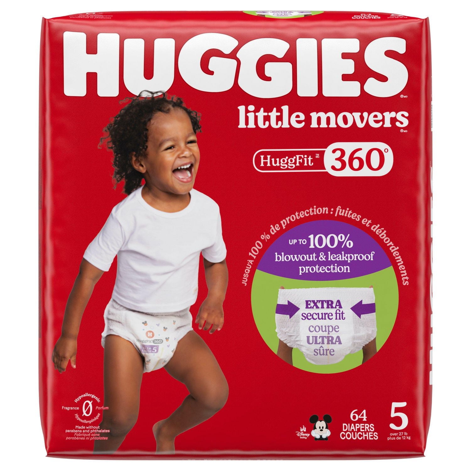 Huggies Little Movers HuggFit 360° Baby Diapers with 360° Waistband, Size 3-7