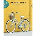 thumbnail image 3 of Viribus Hybrid Bike, 700c City Commute Cruiser Bike with 7 Speed Drivetrain 28" Wheel Step Through Frame Front Basket Rear Cargo Rack Dual V Brakes,Mint, 3 of 9