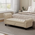 thumbnail image 6 of Modern Velvet Upholstered End of Bed Bench, Button Tufted Chaise Lounge Storage Ottoman with Backrest and Armrest for Bedroom Living Room, 6 of 11