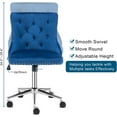 thumbnail image 6 of CQAOE Navy Blue Velvet Armless Home Office Desk Chair with Gold Base/Wheels, Cute Vanity/Makeup Chair with Back for Bedroom, Upholstered Adjustable Rolling Swivel Nail Chair for Women/Girls, 6 of 10