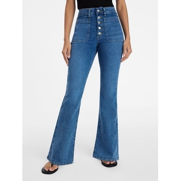 Time and Tru Women's Patch Pocket Flare Jeans, 31" Inseam, Sizes 0-22, 0L-22L